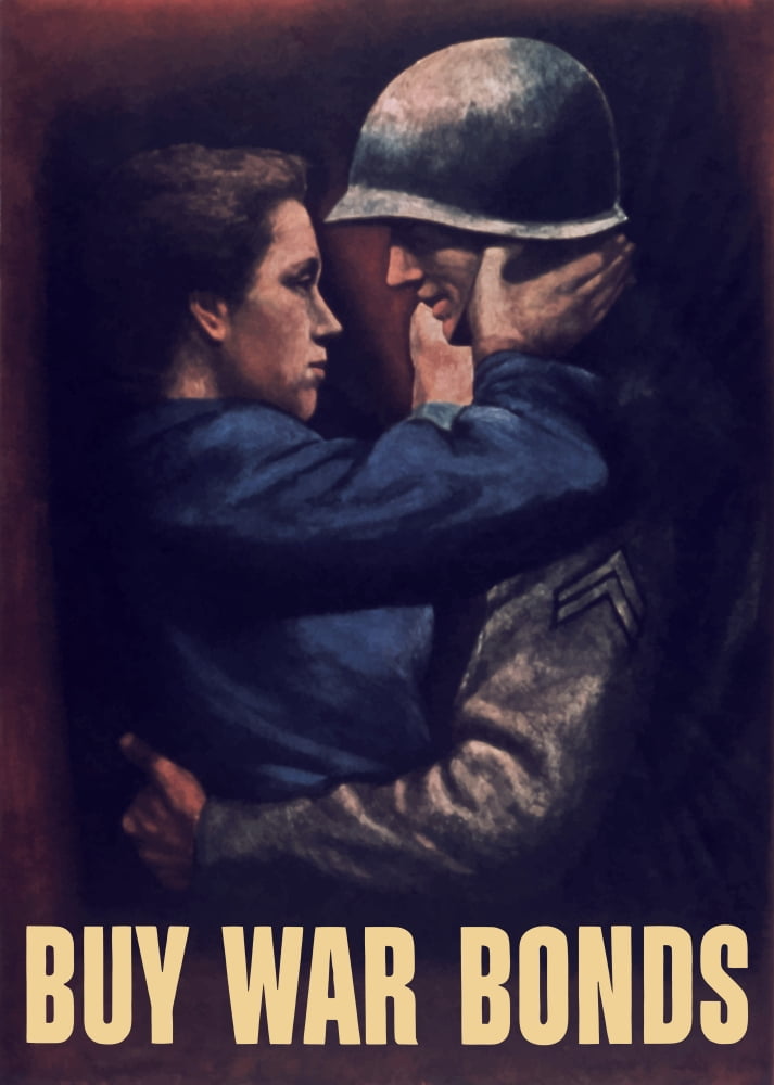World War II propaganda poster of a soldier embracing a woman Canvas Art - John ParrotStocktrek Images (24 x 34)