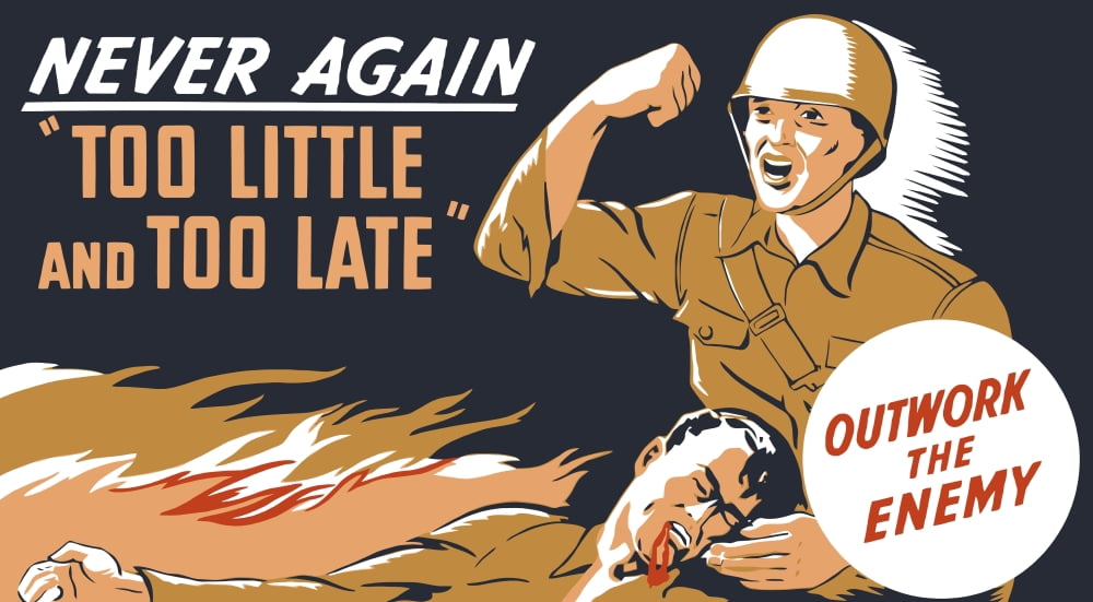 World War II propaganda poster of a soldier holding his dead comrade Canvas Art - John ParrotStocktrek Images (38 x 21)