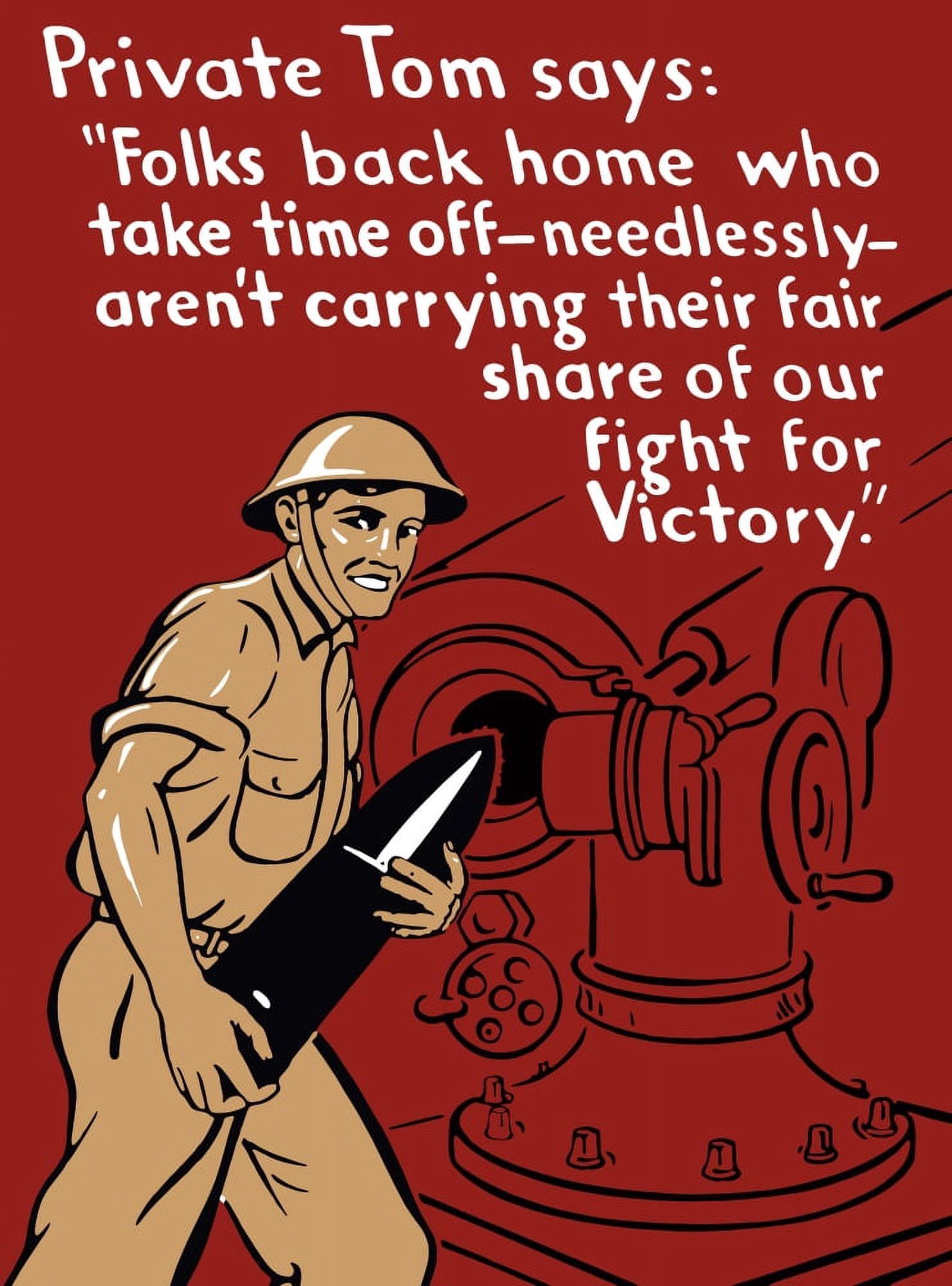 World War II propaganda poster of a soldier loading an artillery gun Canvas Art - John ParrotStocktrek Images (25 x 33)