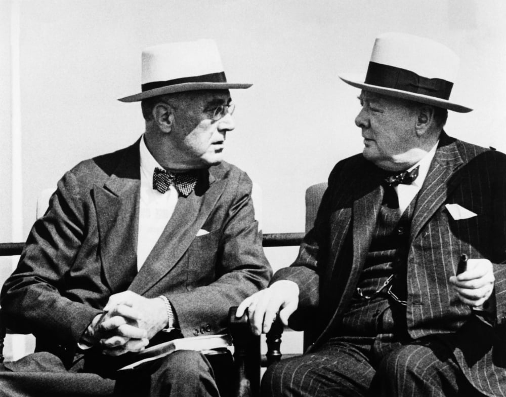 World War Ii Us President Franklin Delano Roosevelt With British Prime Minister Winston