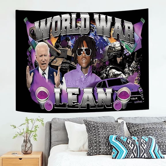 World War Lean Tapestry - World War Lean Design & Durable Polyester Wall Tapestry, Lightweight & Easy to Install, Perfect Themed Decor for Living Room, Bedroom, Office Room Decoration 59*51inch