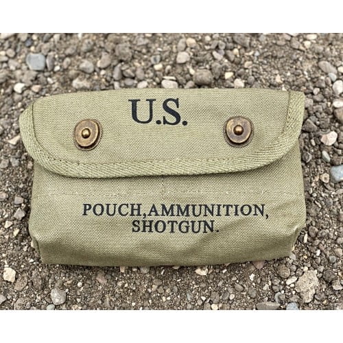 World War Supply Ammunition Pouch US WW2 Canvas Shotgun Shell 1944 OD