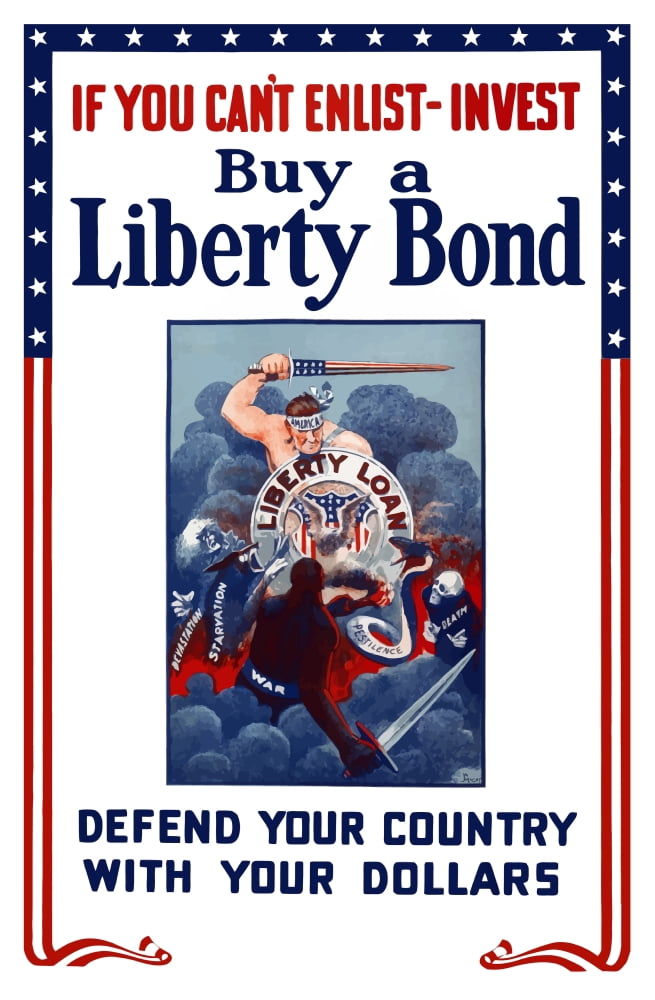 World War Two poster of a swordsman representing a liberty loan Canvas Art - John ParrotStocktrek Images (23 x 35)