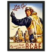 World War WW2 Canada RCAF Fly Fight Pilot Air Force Vintage A4 Artwork Framed Wall Art Print
