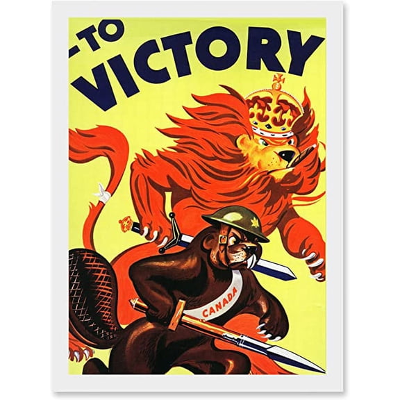 World War WW2 Military Canada Victory Red Lion Beaver Cigar A4 Artwork Framed Wall Art Print