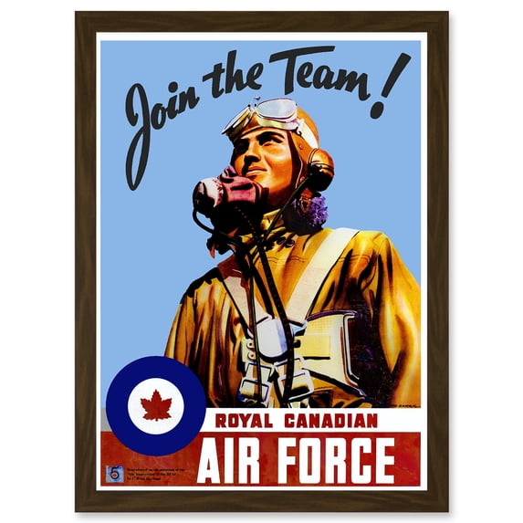 World War WWII Canada Enlist Royal Canadian Air Force Pilot A4 Artwork Framed Wall Art Print