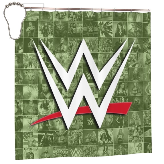 World Wrestling Entertainment Shower Curtain, Heavyweight Polyester Bath Curtain with Metal Grommets, Machine Washable Non-Transparent Shower Curtain with Hooks for Bathroom Home Decor