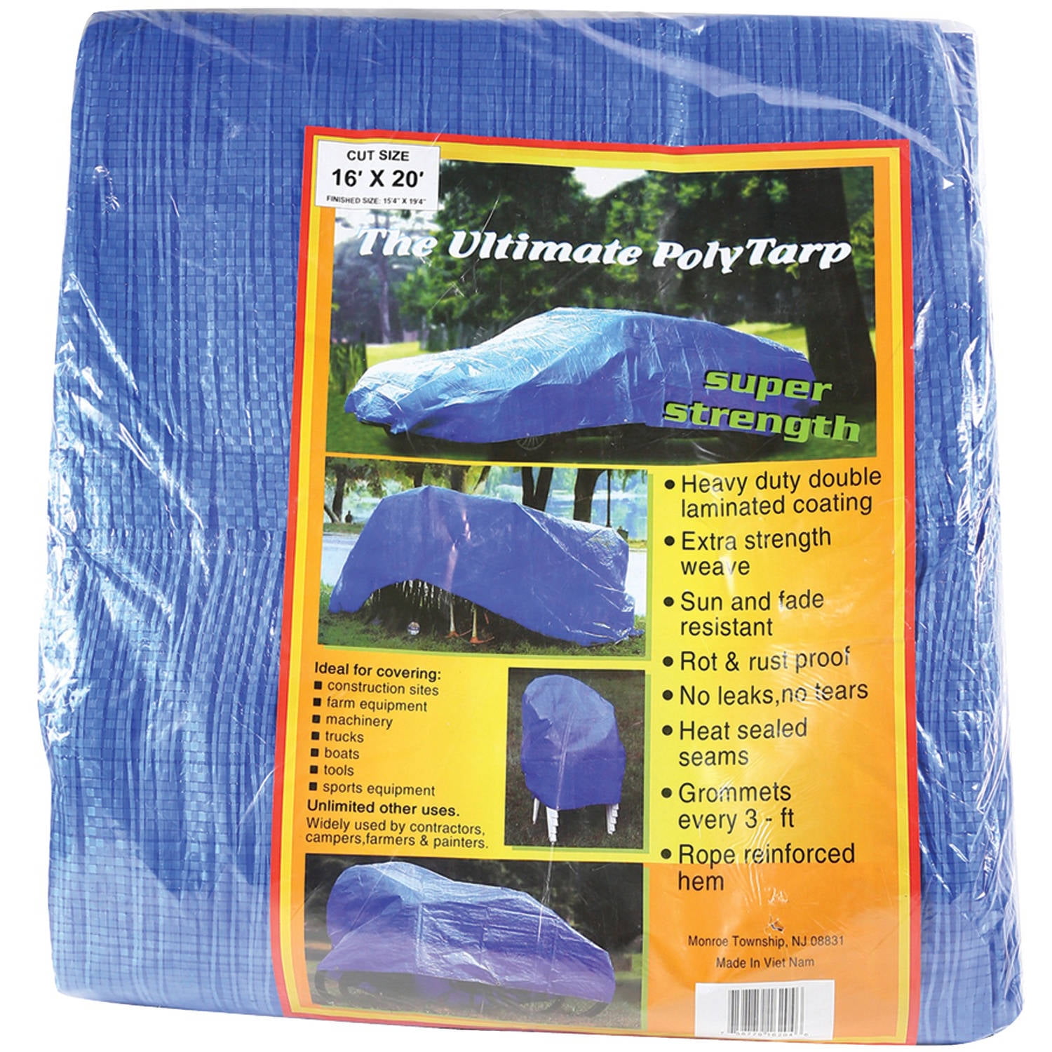 World and Main V1620 Reinforced Plastic Tarp (16ft x 20ft)