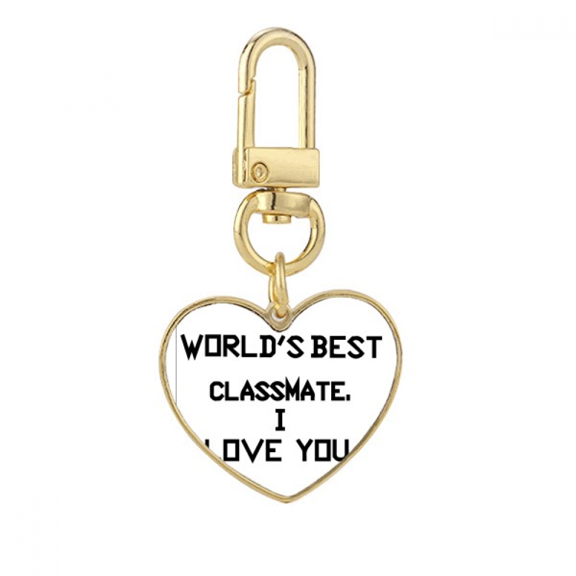 World best Classmate I Love You Gold Heart Keychain Metal Keyring Holder