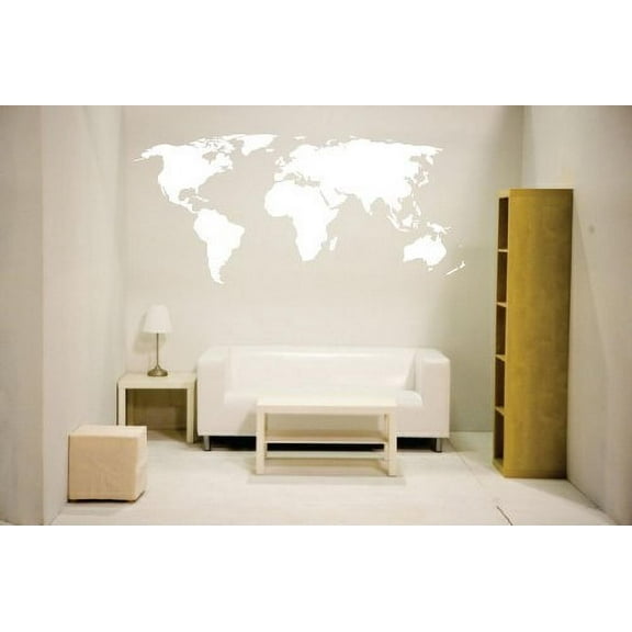 World map(White) wall decal Vinyl Art Sticker Home Vinyl wall art Inspirational quotes and saying home decor decal sticker
