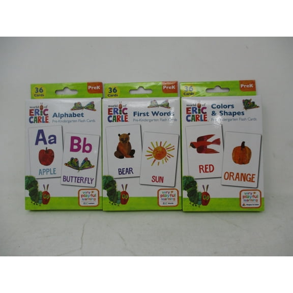 World of Eric Carle Pre-Kindergarten Flash Cards 3 Pack (Alphabet, First Words and Colors &Shapes)