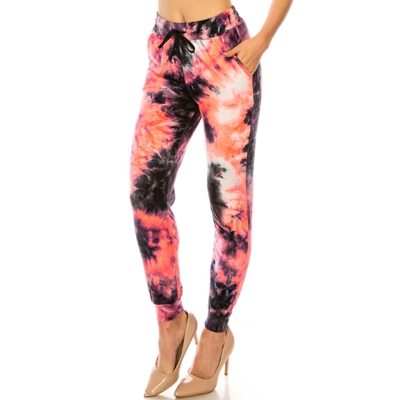 World of Leggings Buttery Smooth Coral Tie Dye Joggers - X-Large