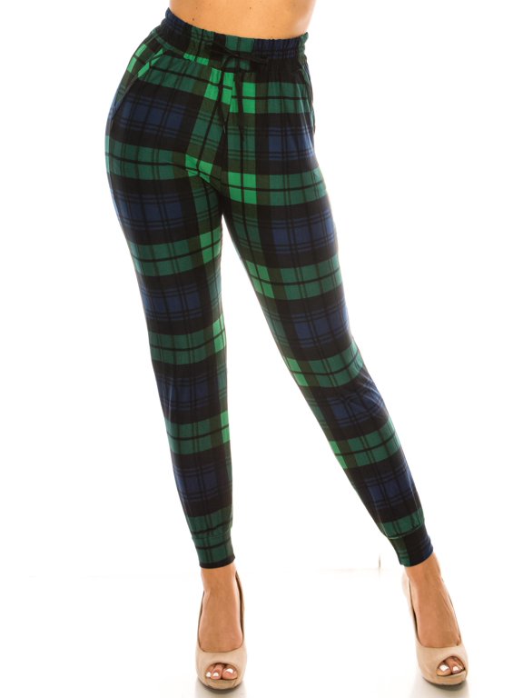 Buttery Soft Green Plaid Joggers - X-Large