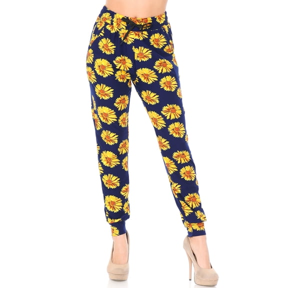 World of Leggings Buttery Soft Summer Daisy Joggers - Medium