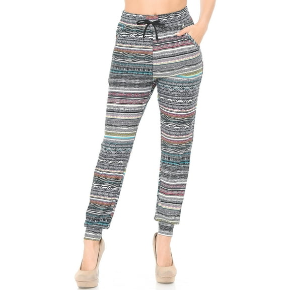 World of Leggings Buttery Soft Tribal Cascade Joggers - Medium