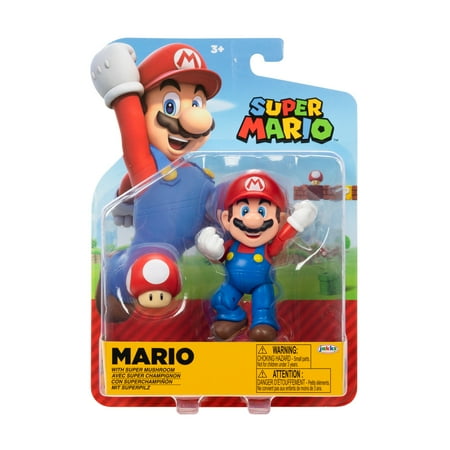 Super Mario 4 Inch Action Figure - Mario with Red Power Up