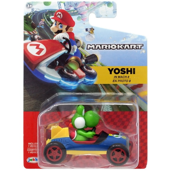 World of Nintendo Super Mario Kart 8 Yoshi Blue Car Jakks Pacific Figure