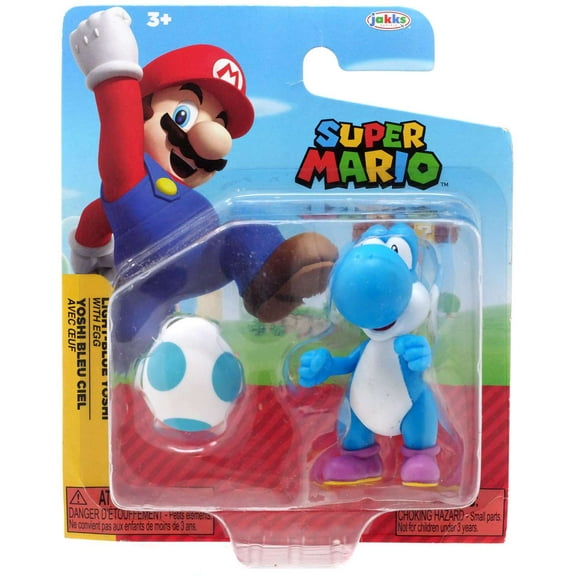 World of Nintendo Super Mario Light Blue Yoshi Mini Figure (with Egg)