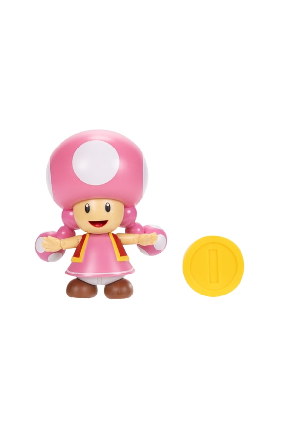 World of Nintendo Super Mario Toadette 4 inch Articulated Action Figure with Coin Accessory