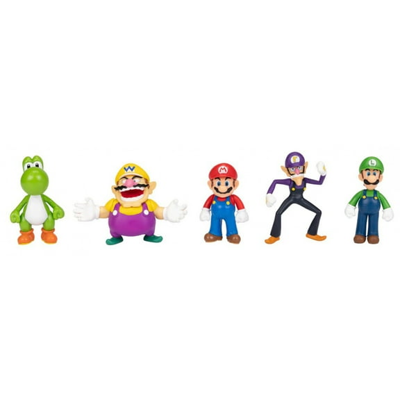 World of Nintendo Super Mario Yoshi, Wario, Mario, Waluigi & Luigi Mini Figure 5-Pack