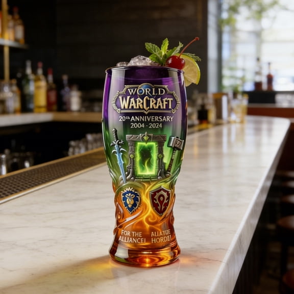 World of War.craft 22nd Anniversary Glass, WoW Fans Gift of the Horde and Alliance