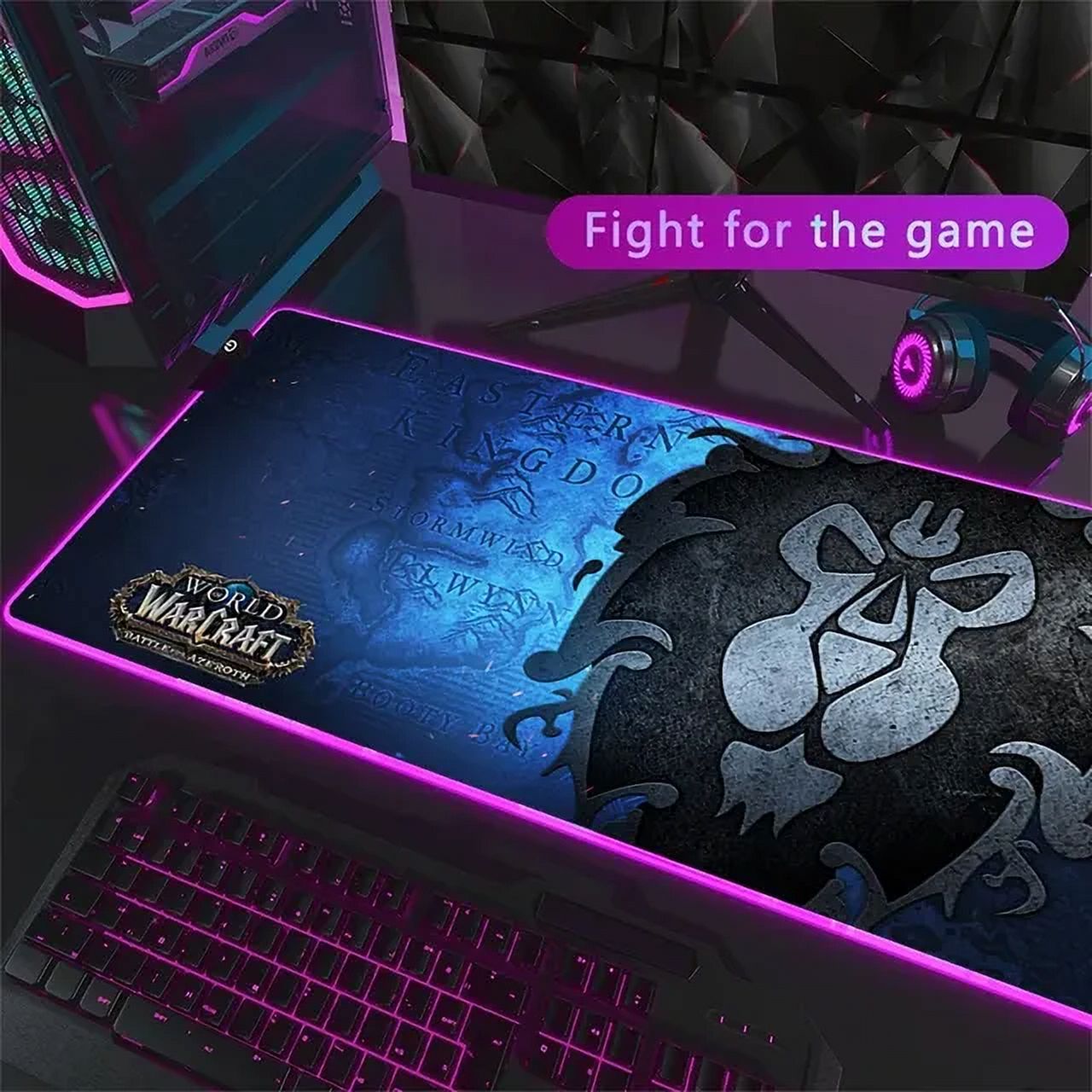 World of Warcraft Backlit Mat Cute Mouse Pad With Rgb Keyboard Mats Pc Accessories Desk