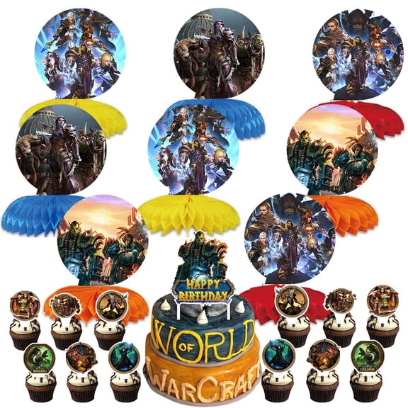 World of Warcraft Party Decor Supplies Honeycomb Centerpieces&Table Toppers Cake Toppers Decorations for Birthday