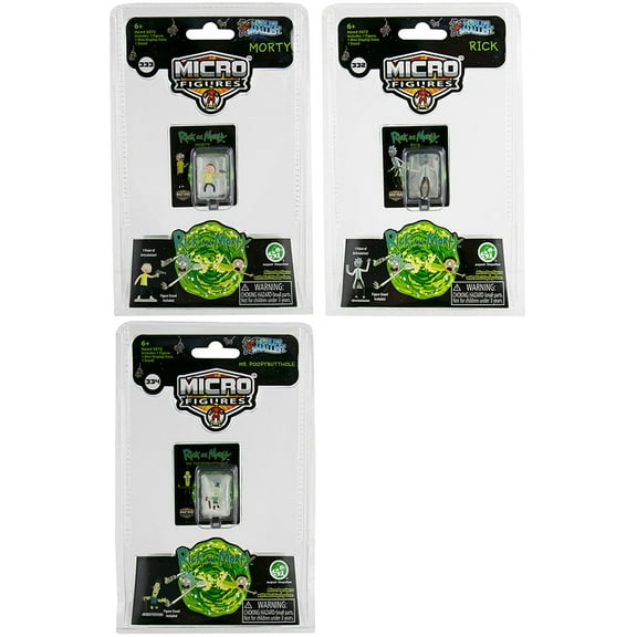 World’s Smallest Rick and Morty Pop Culture Micro Figures - Bundle of 3