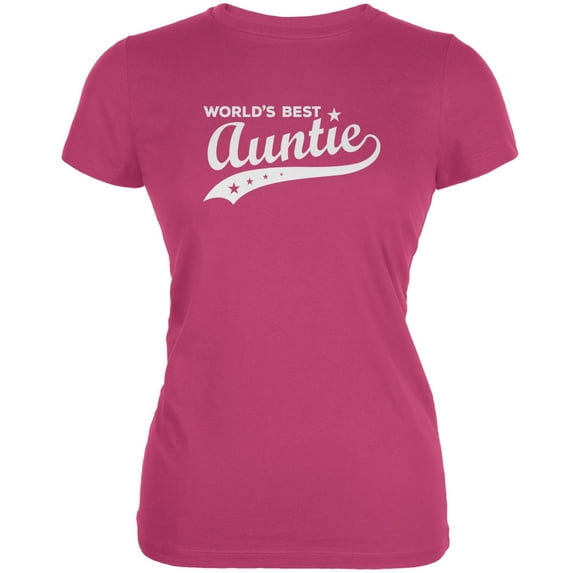 World's Best Auntie Berry Pink Juniors Soft T-Shirt - Large