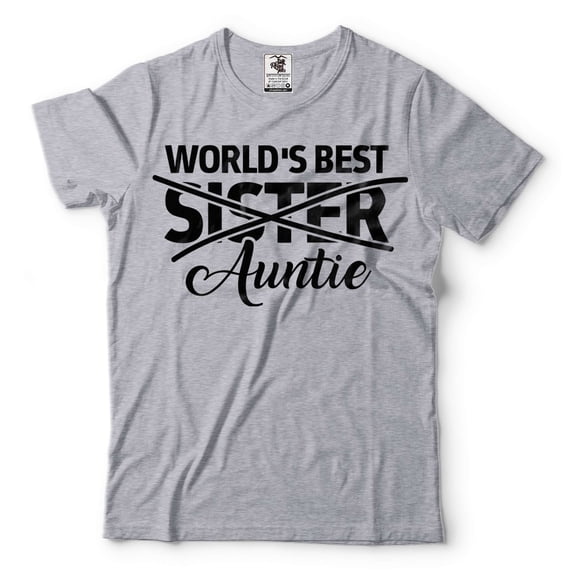 World's Best Auntie Shirt Aunt Gift Auntie New Aunt Shirt Promoted To Auntie Tee Sister Aunt Shirt (Large Grey)