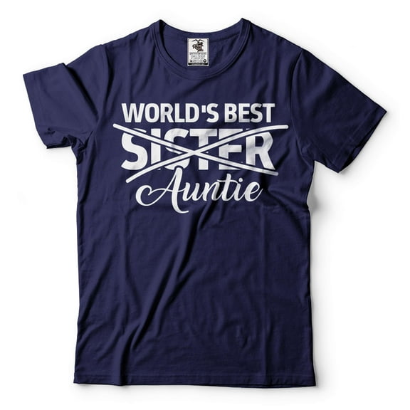 World's Best Auntie Shirt Aunt Gift Auntie New Aunt Shirt Promoted To Auntie Tee Sister Aunt Shirt (Small Navy Blue)