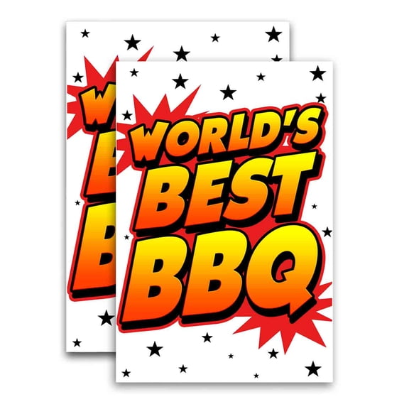 World's Best BBQ (24" X 36") Vinyl Decal Only (Pack of 2) |Sign|Sticker|Poster