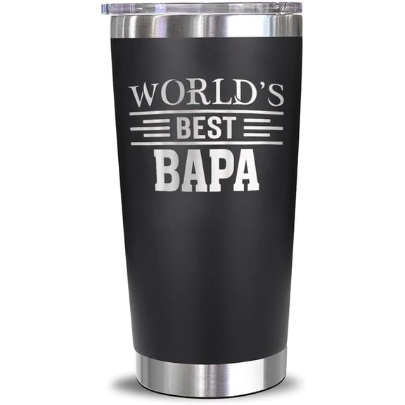 World''s Best Bapa Tumbler - Best Bapa Laser Engraved - Bapa Mug - Father''s Day Gift - Birthday Gift For Bapa - Bapa Coffee Mug - Stainless Steel Travel Tumbler 20Oz, Black