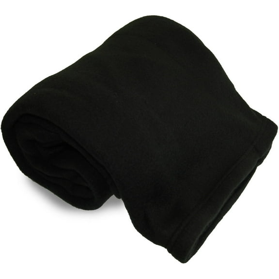 World's Best Blanket Black Solid Fleece Throw, 60" x 50", Lightweight Washable