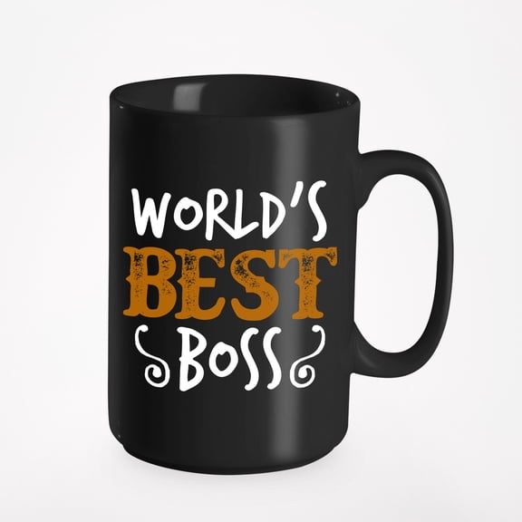 World's Best Boss Novelty Appreciation, Black 15oz Ceramic Mug