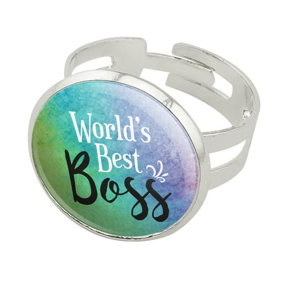 World's Best Boss Silver Plated Adjustable Novelty Ring