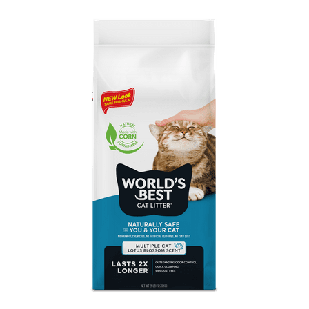 WORLD'S BEST CAT LITTER Multiple Cat Lotus Blossom Scented -  Long-Lasting Odor Control, Natural Ingredients, Quick Clumping, Flushable, 99% Dust Free & Made in USA - Floral Fragrance - 28 lb Bag