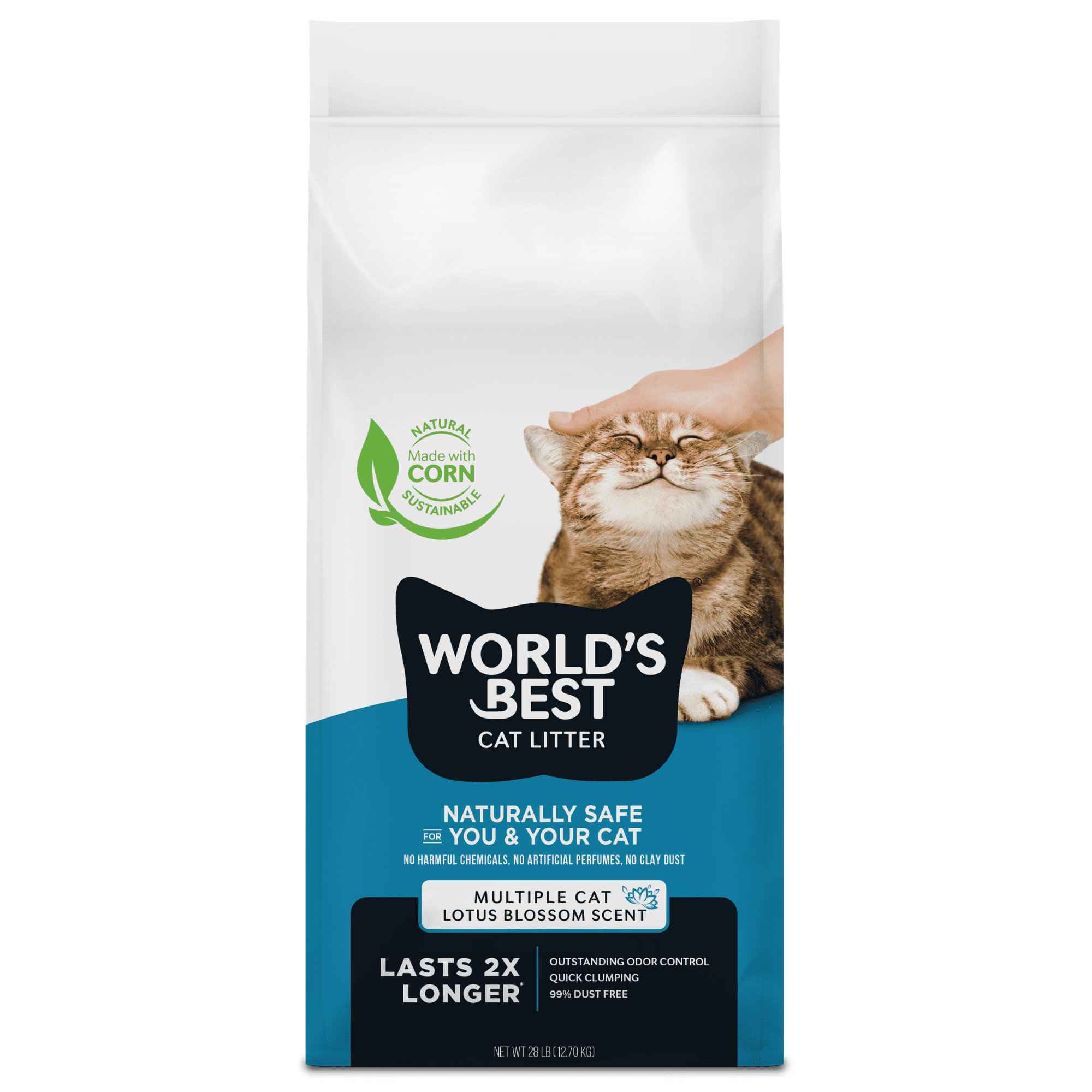 WORLDS BEST CAT LITTER Multiple Cat Lotus Blossom Scented - Long-Lasting Odor Control, Natural Ingredients, Quick Clumping, Flushable, 99% Dust Free & Made in USA - Floral Fragrance - 28 lb B