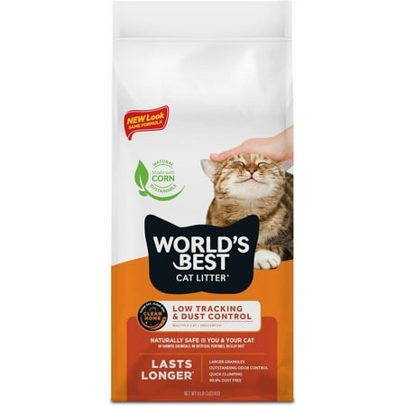 WORLD'S BEST CAT LITTER Low Tracking & Dust Control Multiple Cat Unscented - Natural Ingredients, Quick Clumping, Flushable - Long-Lasting Odor Control & Easy Scooping- 8 lb Bag