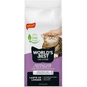 WORLDS BEST CAT LITTER Multiple Cat Lavender Scented - Long-Lasting Odor Control, Natural Ingredients, Quick Clumping, Flushable, 99% Dust Free - Calming Fragrance - 15 lb Bag