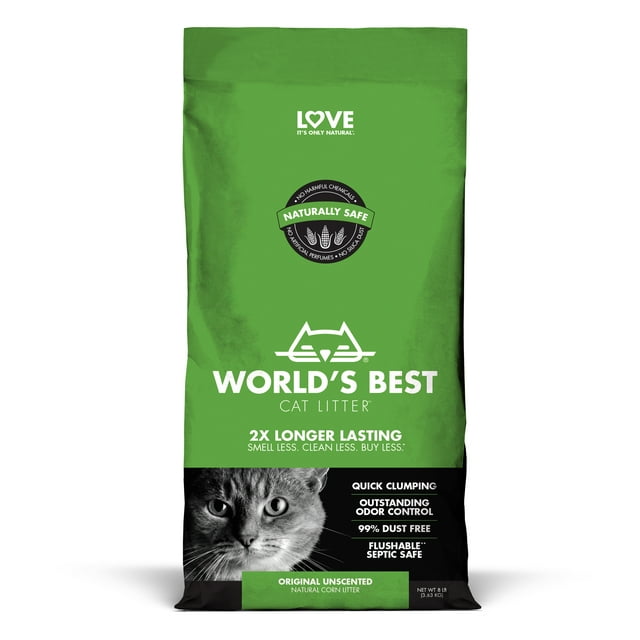 World's Best Cat Litter Original Unscented Natural Cat Litter, 8 lb