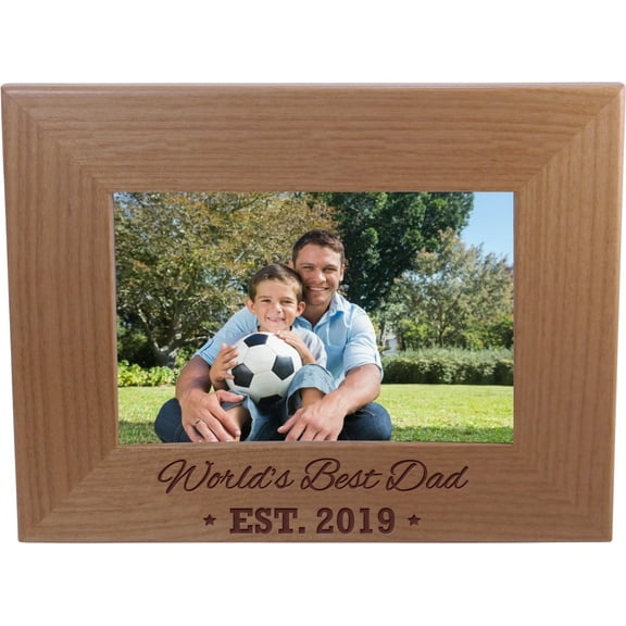 World's Best Dad EST. 2019 4-inch x 6-Inch Wood Picture Frame