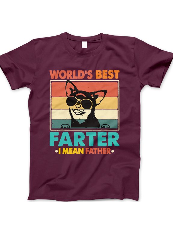 World’s Best Farter I Mean Father T-Shirt – Funny Dog Dad Joke Tee with Retro Sunglasses Graphic – Hilarious Gift for Funny Fathers, Dog Lovers & Cool Dads