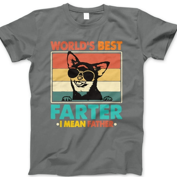 World’s Best Farter I Mean Father T-Shirt – Funny Dog Dad Joke Tee with Retro Sunglasses Graphic – Hilarious Gift for Funny Fathers, Dog Lovers & Cool Dads