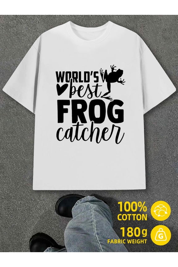 World's Best Frog men's white 180G 100% Cotton spring and summer clothing Trendy Unisex Shirt Printed tshirts Original Unisex Shirt Short Sleeve tshirts