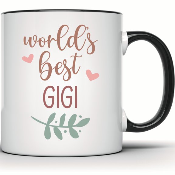 World's Best Gigi Mug - Perfect Gigi Gift, Grandma Mug, Grandmother Present, Mother's Day & Birthday Gift, Coffee Mug for Gigi - 11 Ounce Black Rim Handle Novelty Coffee Cup - WMUG1122-BLK