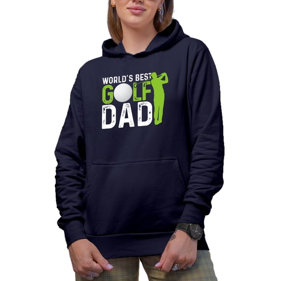 World's Best Golf Dad, Navy Blue Hooded Sweatshirt or Hoodie, XL