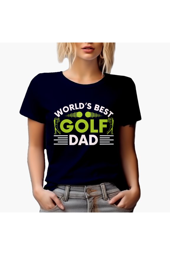 World's Best Golf Dad with a Golf Player, Golfing or Golfer Themed Merch Gift, Navy Blue T-Shirt, X-Large