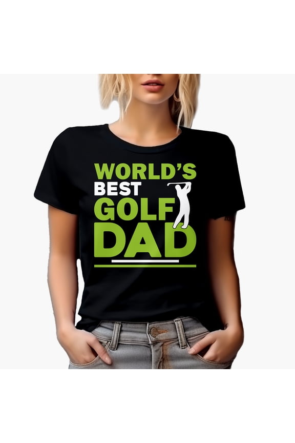 World's Best Golf Dad with a Swinging Man or Father Golf Player, Golfing or Golfer Themed Merch Gift, Black T-Shirt, 3XL