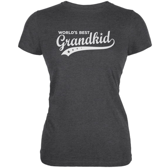 World's Best Grandkid Dark Heather Juniors Soft T-Shirt - X-Large